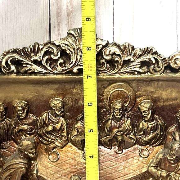 Vintage The Last Supper Ornate Wall Plaque High Relief / 3D Plaster and Resin - Picture 8 of 10